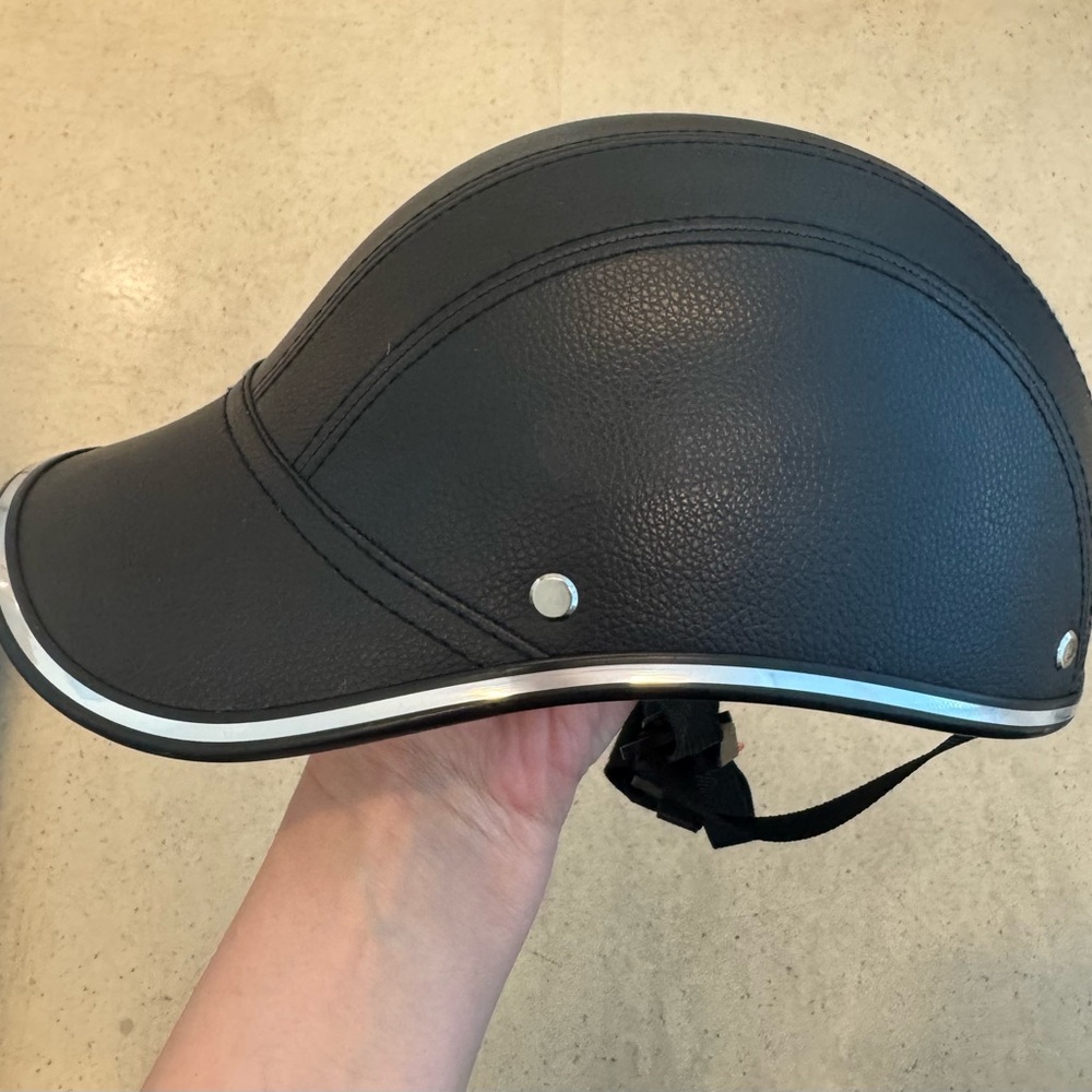 Black Riding Helmet with Silver Trim